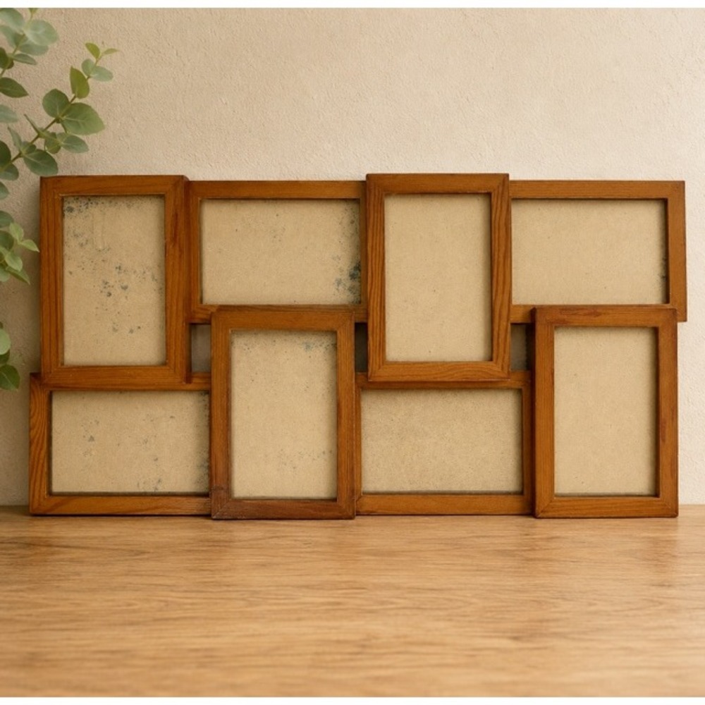 Pinnacle Frames & Accents 8-Photo Collage Frame 5x7 Wood Wall 23x11.5